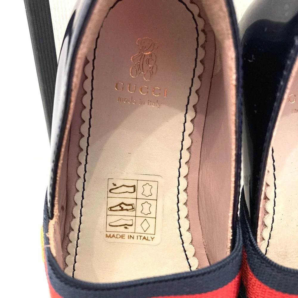 Gucci Navy Blue Patent Leather Mary Jane Shoes‎ Flats Toddler 6.5 EU 24 Box Bag